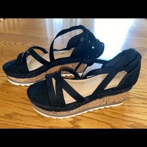 Shoe dazzle Black wedge Sandals.